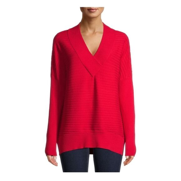 Nwt Time and Tru Women's Soft Oversized V-Neck Sweater, Size XL - Picture 2 of 8